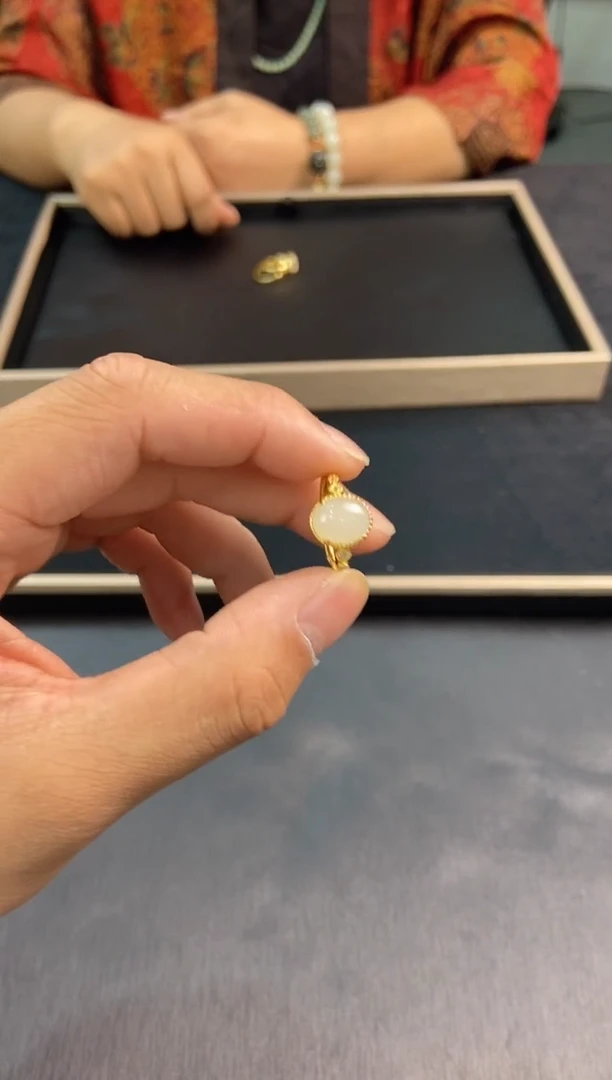 和田玉戒指银S925镶嵌天然和田玉 银镶戒指 001