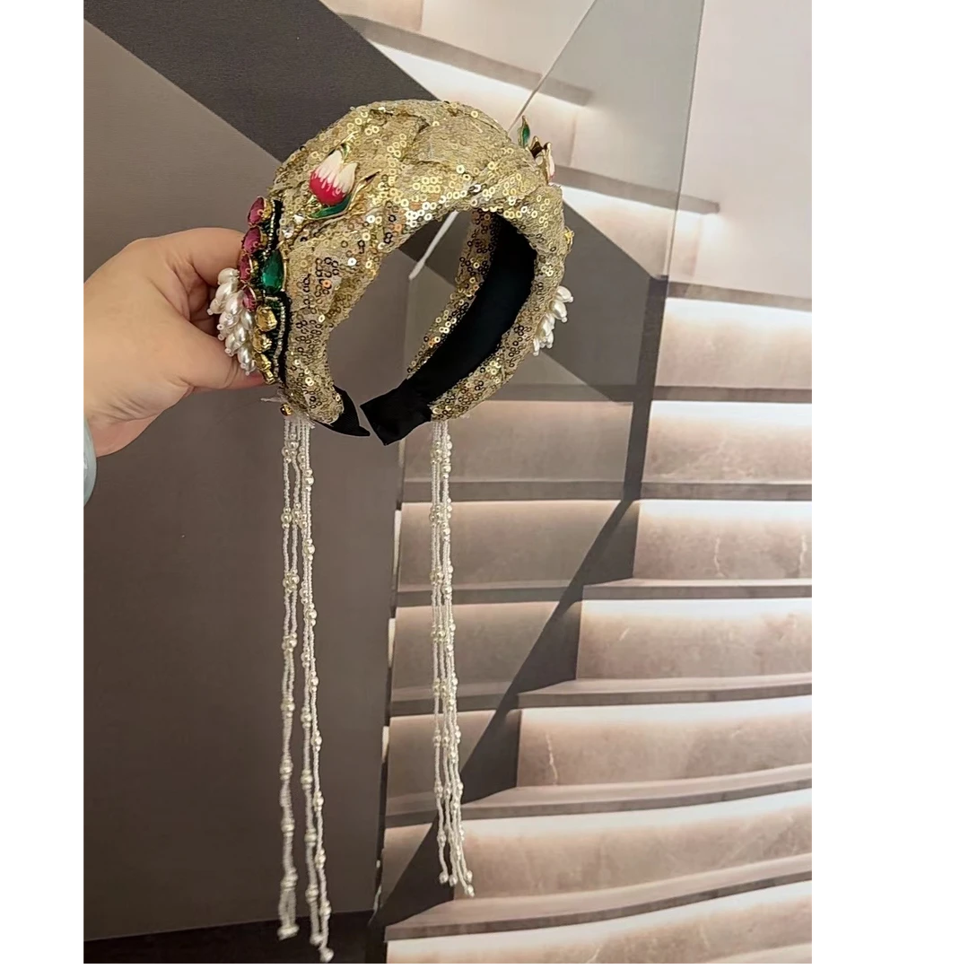 【6713】津玲原创手工长流苏气质高端发箍小众设计显脸小发卡发饰