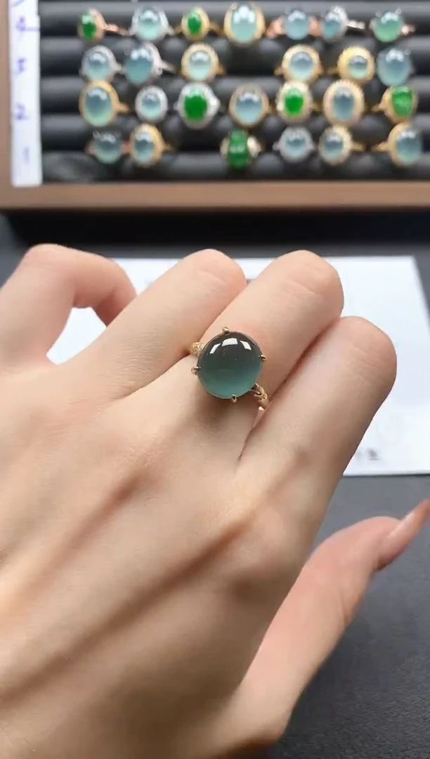 银S925镶嵌戒指翡翠51511