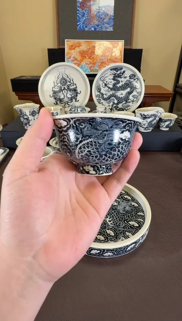 二号釉云麒麟压手杯