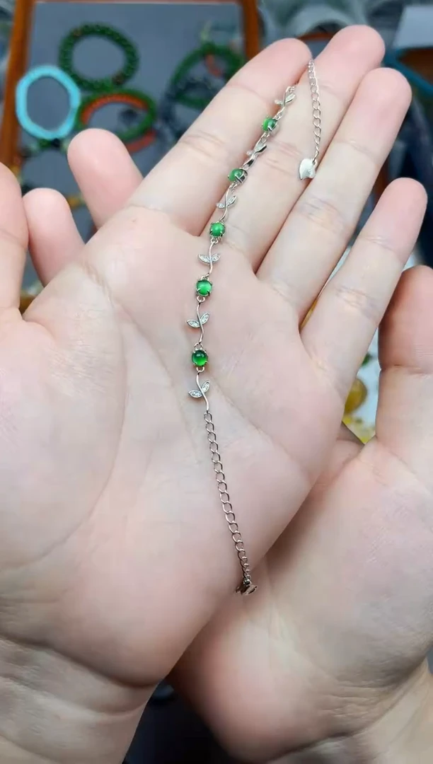银S925镶嵌手串翡翠手链06