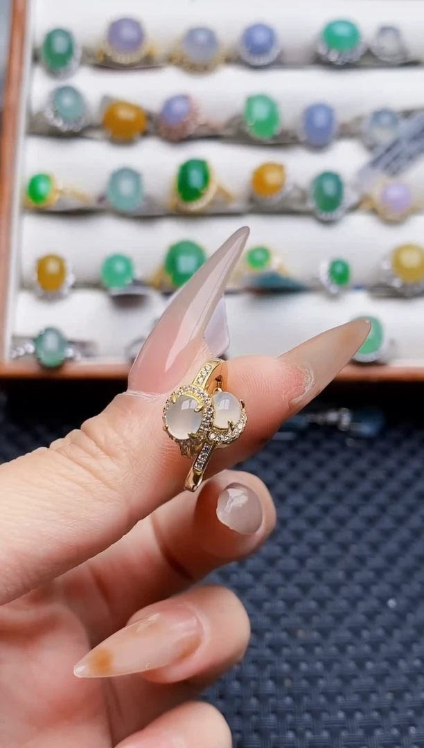 银S925镶嵌戒指翡翠3025