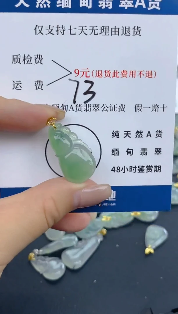 颈饰18K金镶嵌翡翠天然A货翡翠  73