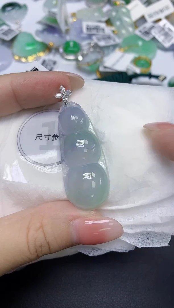 颈饰18K金镶嵌翡翠天然缅甸翡翠A货百元以上9元证书费自理