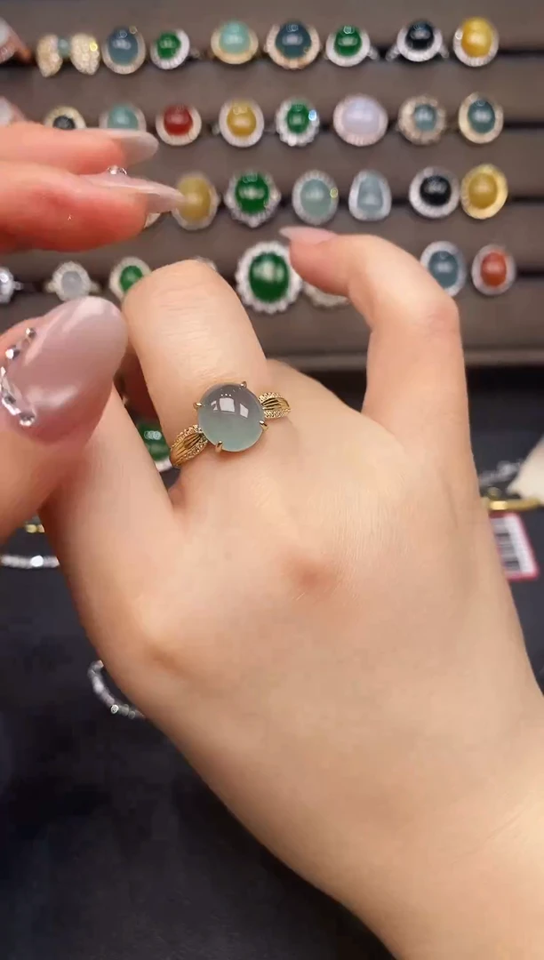 银S925镶嵌戒指翡翠79837