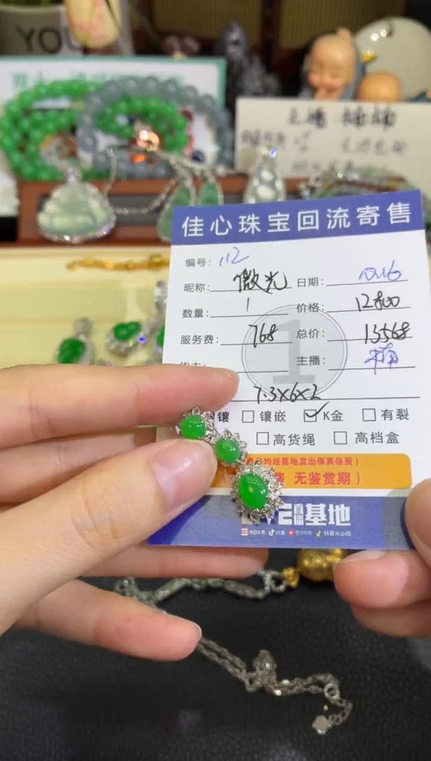 颈饰18K金镶嵌翡翠微**梦翡翠——1016112