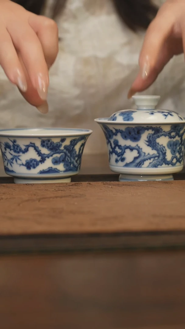 杯柴窑青花破价福利 2件