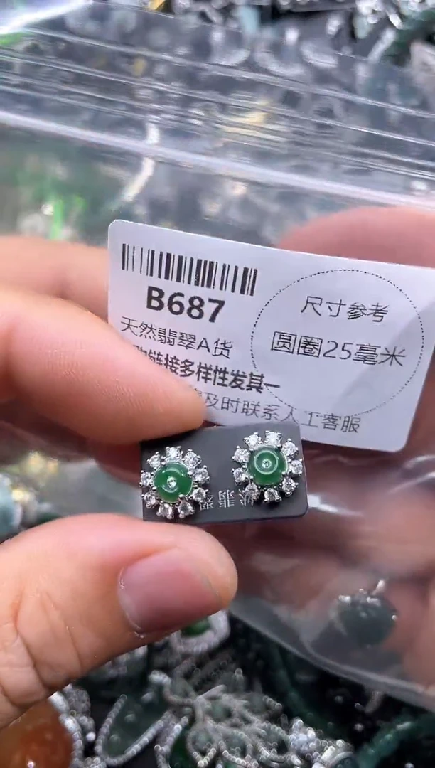 【闪购商品】翡翠颈饰未镶嵌B687耳钉