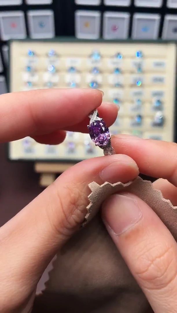 戒指彩色蓝宝石银S925镶嵌1000