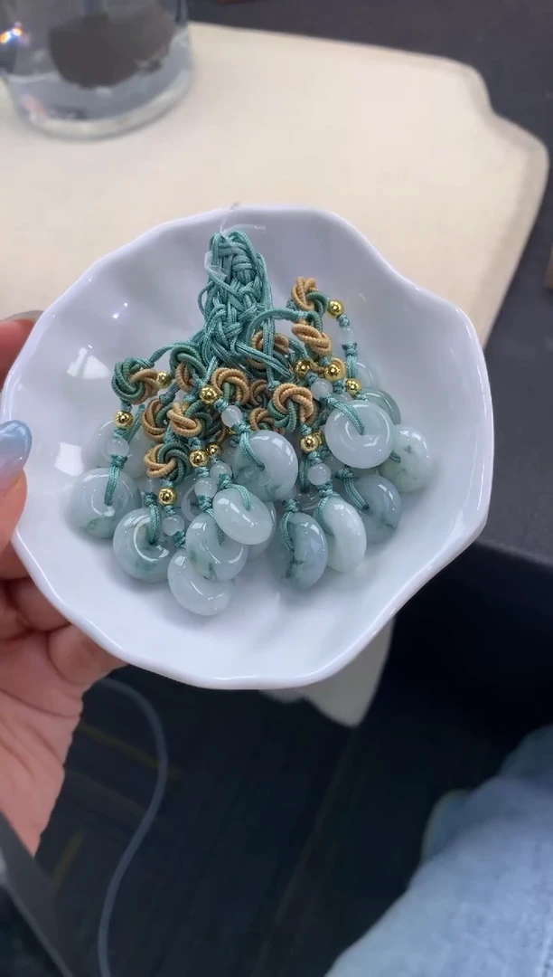 翡翠挂件未镶嵌FC468 翡翠平安扣手机挂 多样性发其一