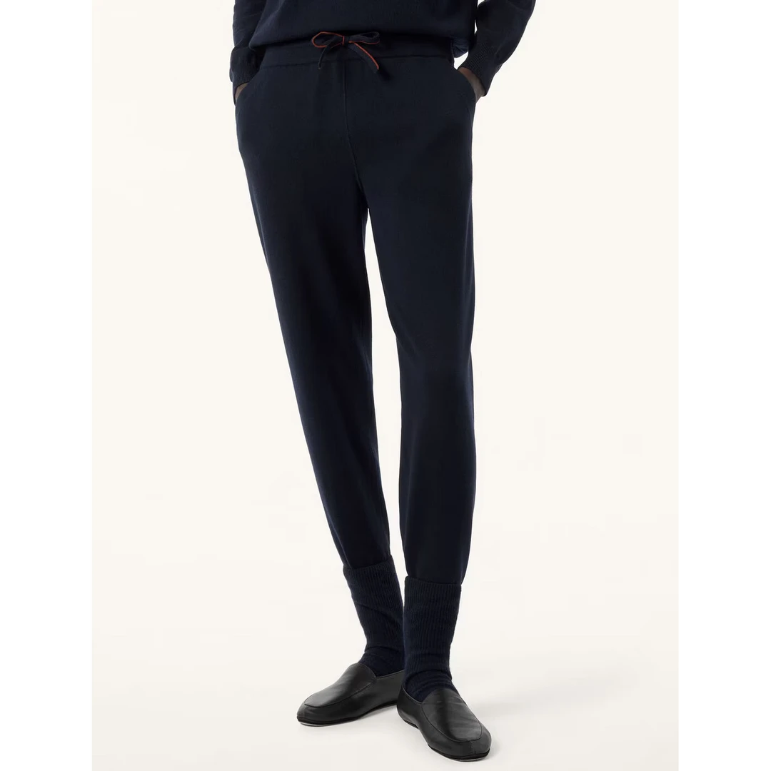 PABO | 老钱风海军蓝经典羊绒男士直筒长裤【100%小山羊绒】