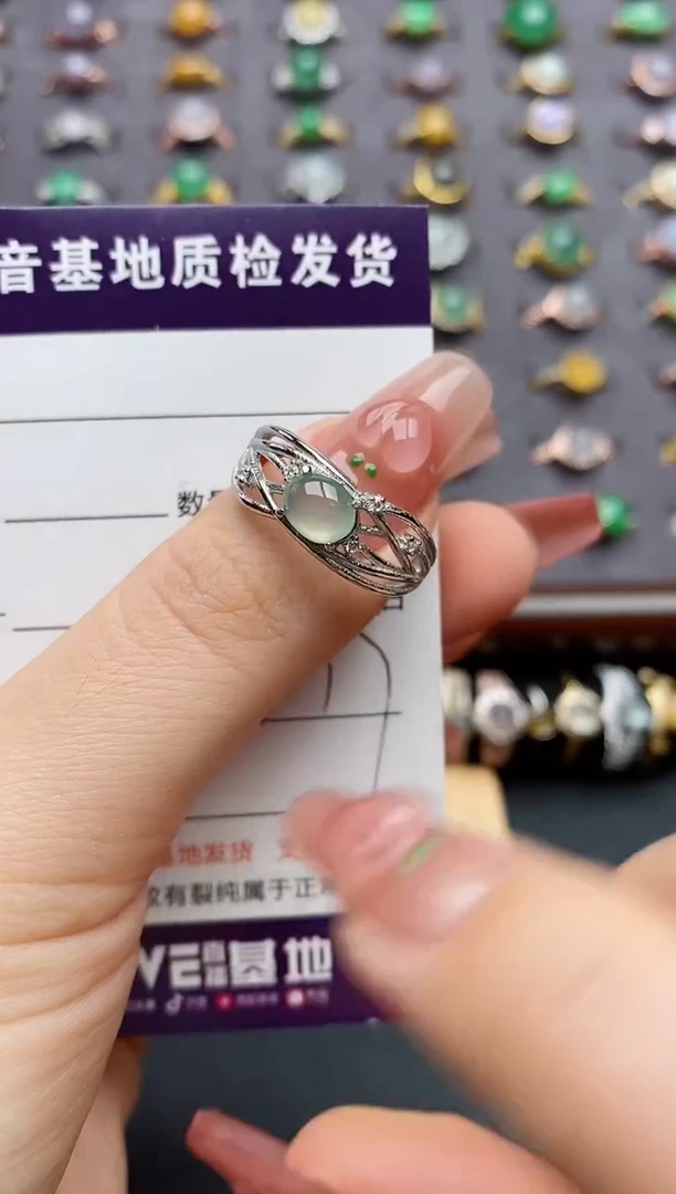 银S925镶嵌戒指翡翠.