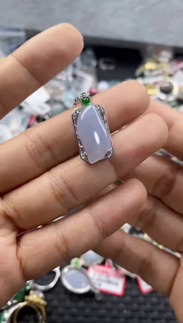 银S925镶嵌戒指翡翠10-10-10       10