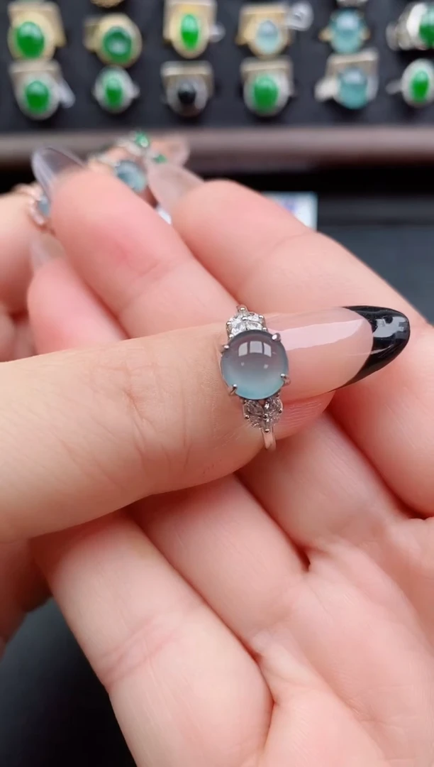 银S925镶嵌戒指翡翠1