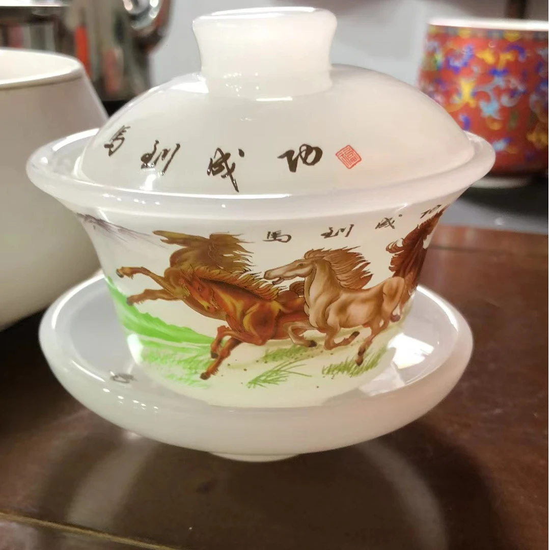 【闪购链接】G543-马到功成琉璃盖碗