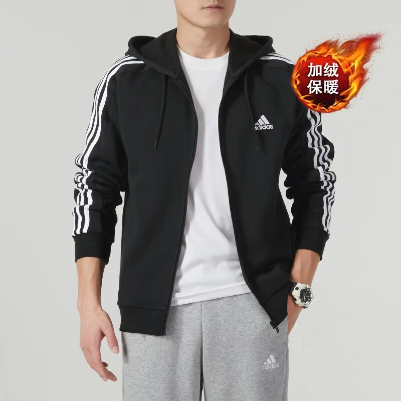 adidas/阿迪达斯外套男装2024冬季新款保暖休闲服宽松连帽夹克