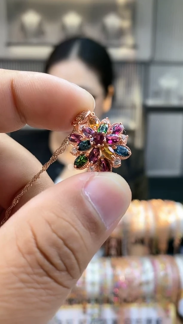 银S925镶嵌吊坠碧玺354354354354345