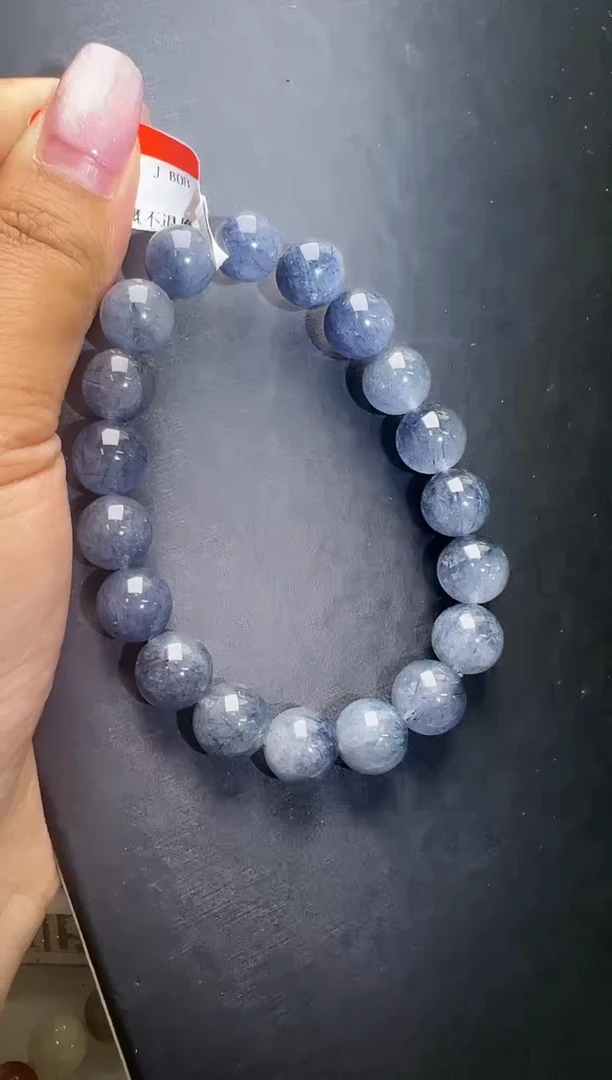 水晶手串未镶嵌蓝兔毛手串9-10m+ JP50211