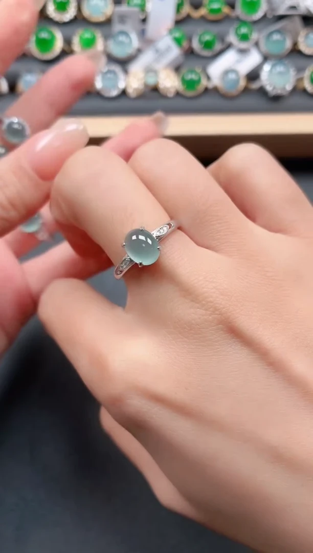 银S925镶嵌戒指翡翠111