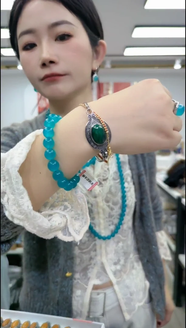 【闪购商品】孔雀石手镯合金0345孔雀石单珠手镯