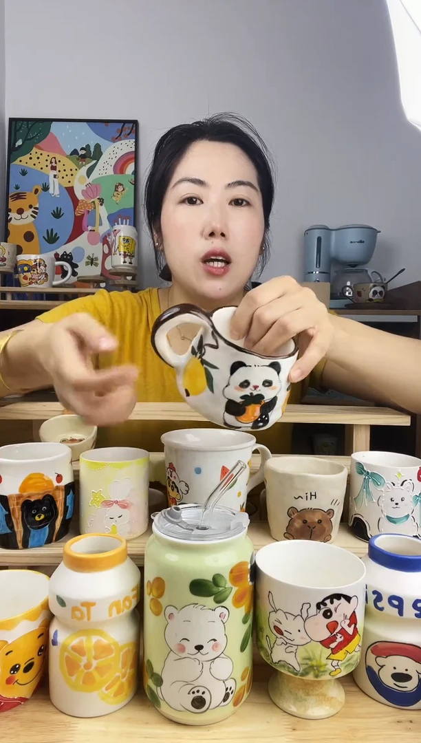 杯子景德镇高温釉下彩陶瓷手绘卡通创意