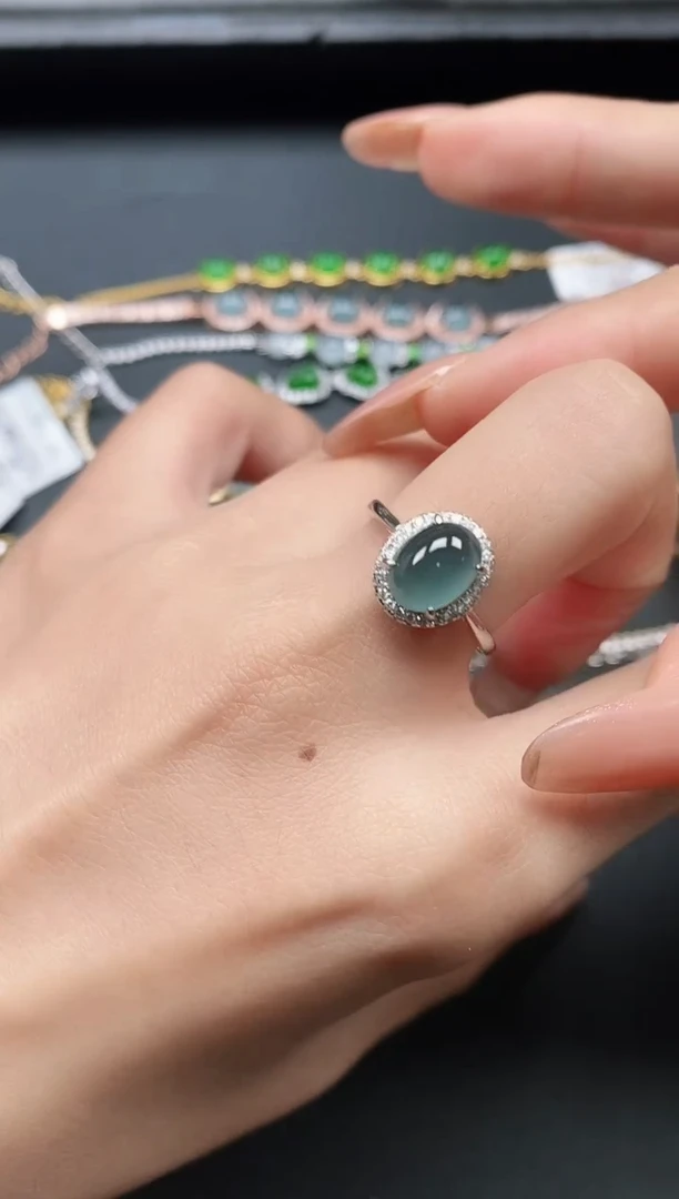 银S925镶嵌戒指翡翠11