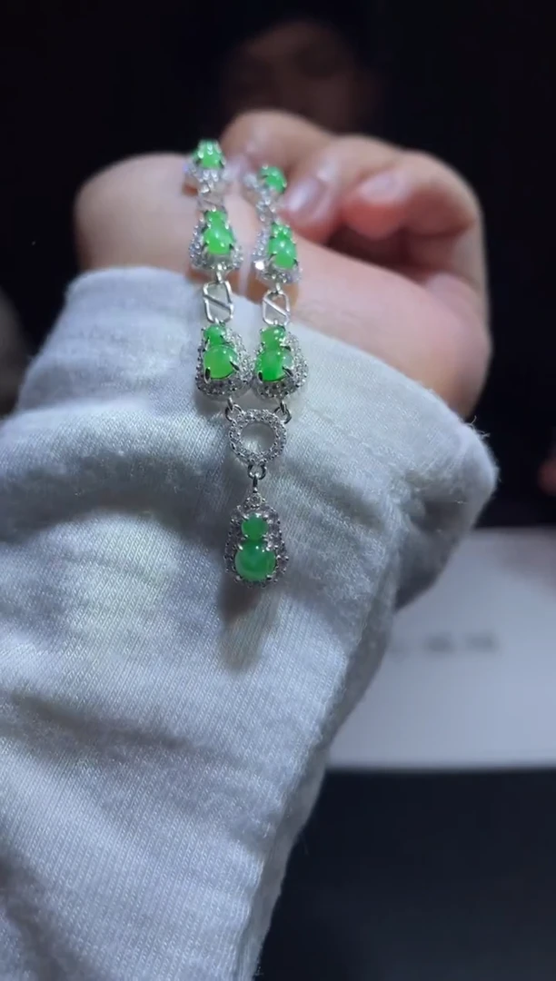 银S925镶嵌挂件翡翠翡翠A货