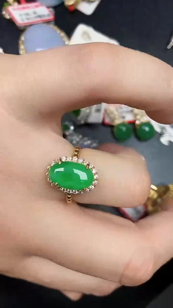 银S925镶嵌戒指翡翠1030