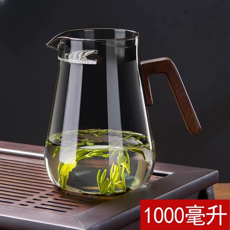 玻璃公道杯大容量1000ml月牙泡茶器绿茶专用茶壶茶漏一体公杯大号