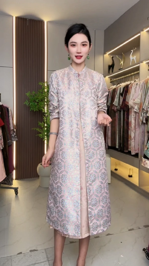 22191-常熟新中式【日常新中式】【蓝贝母】新款秋季双面穿风衣外套