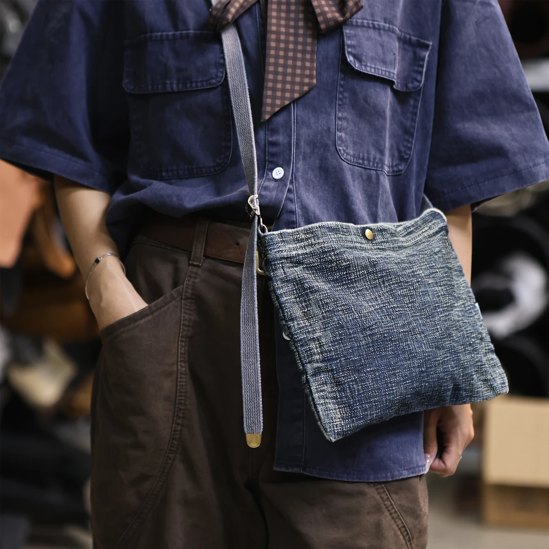 方向皮具/新款手工皮具经典复古手捻纱斜挎包男包女包单肩包 8788