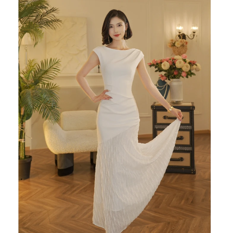 ANANY【白莉】夏季原创高定显瘦显高法式短袖连衣裙C-40953