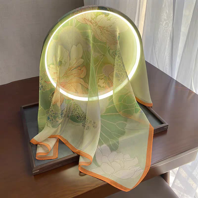 宫丽65x65cm6A纯100桑蚕丝春夏薯莨纱时尚方巾SL09