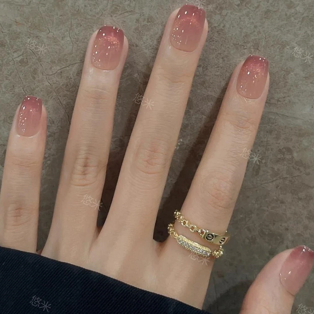 【悠米】星岩极光 裸色简约 流行轻奢甜御风美甲 穿戴甲 定制光疗甲