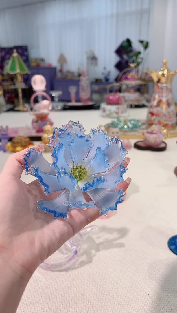 蓝莲花琉璃香插/如图