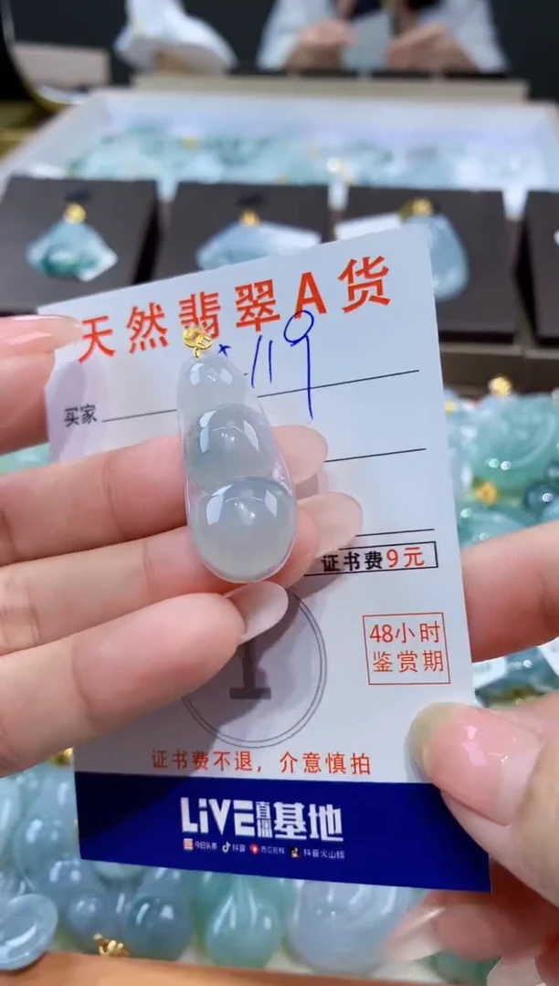 颈饰18K金镶嵌翡翠天然缅甸a货翡翠