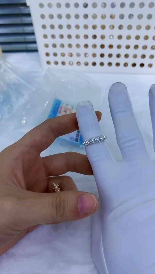 18K金镶嵌饰品海水珍珠彩凛K白排戒