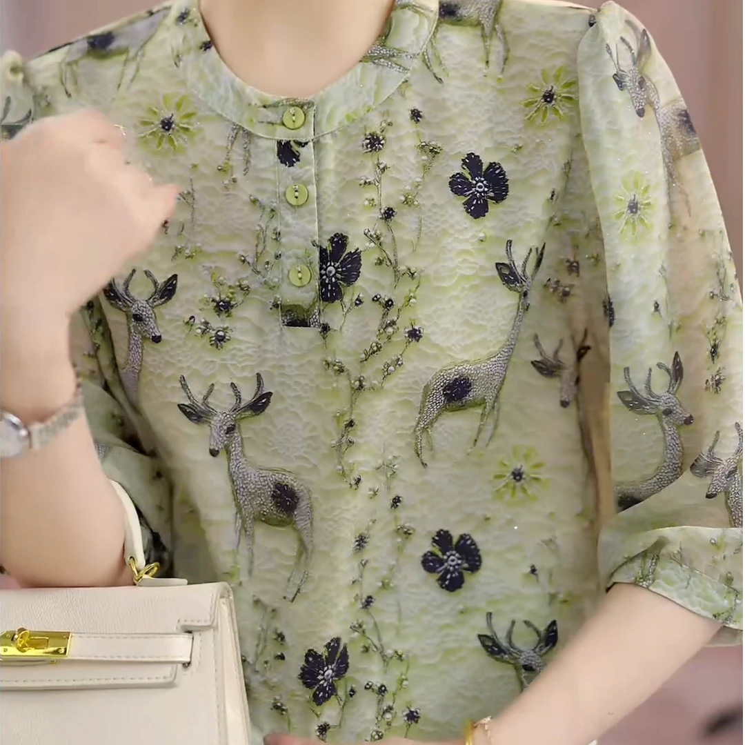 夏季新款气质优雅时尚碎花衬衫