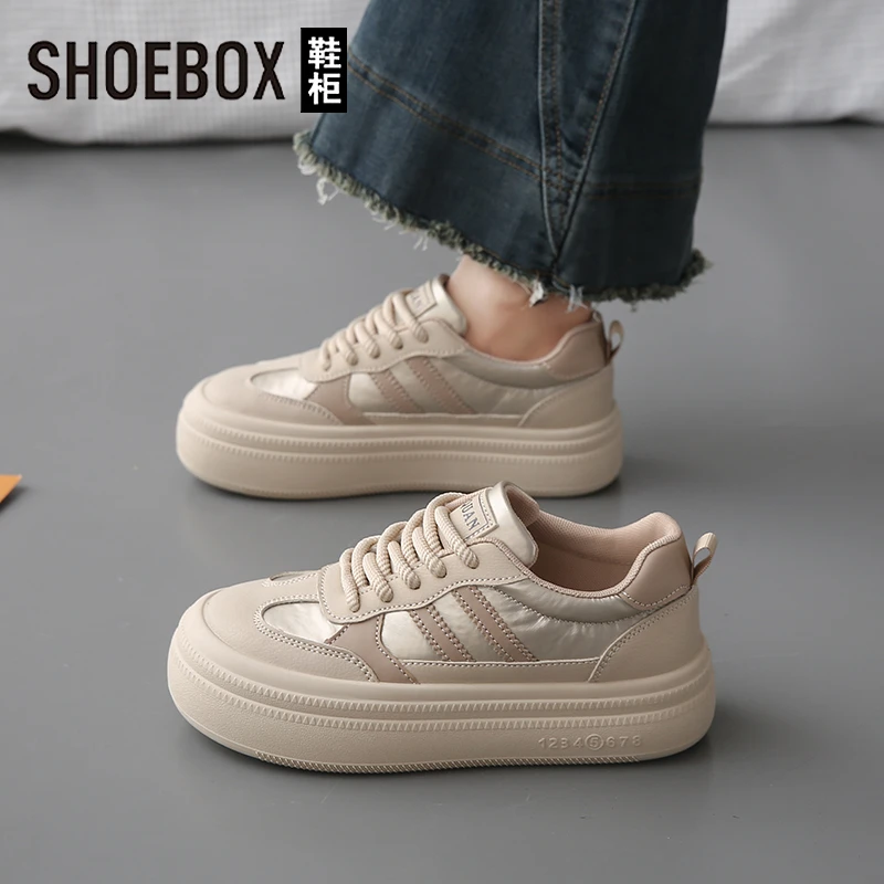 SHOEBOX鞋柜百搭松糕板鞋春季爆款简约时尚软底软面运动鞋潮鞋