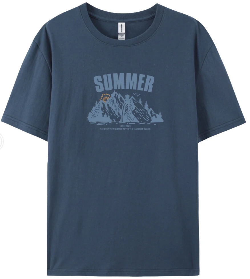 B29094#欧版宽松纯棉夏季印花时尚情侣同款圆领百搭短袖