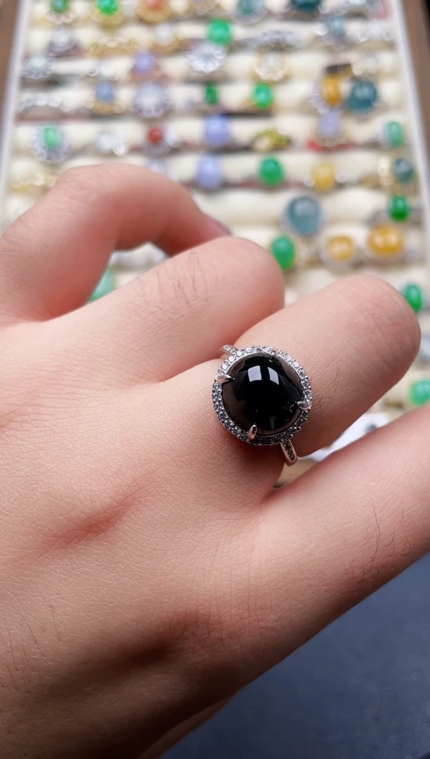 银S925镶嵌戒指翡翠117