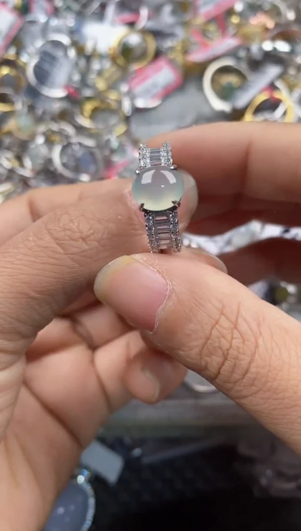 银S925镶嵌戒指翡翠222---8