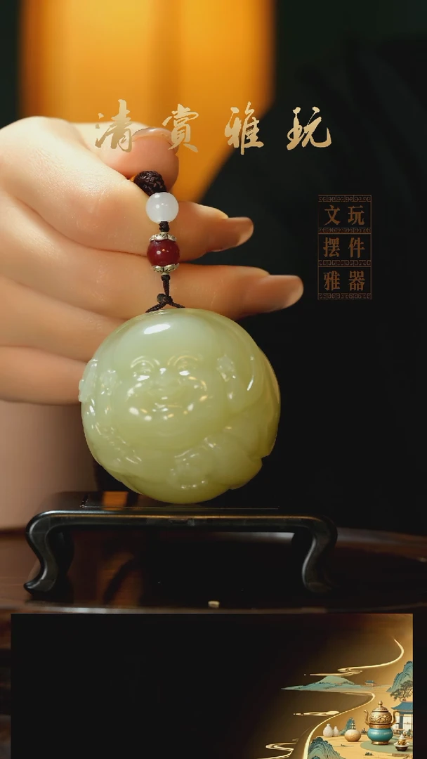玉《圆形弥勒》手把件摆件