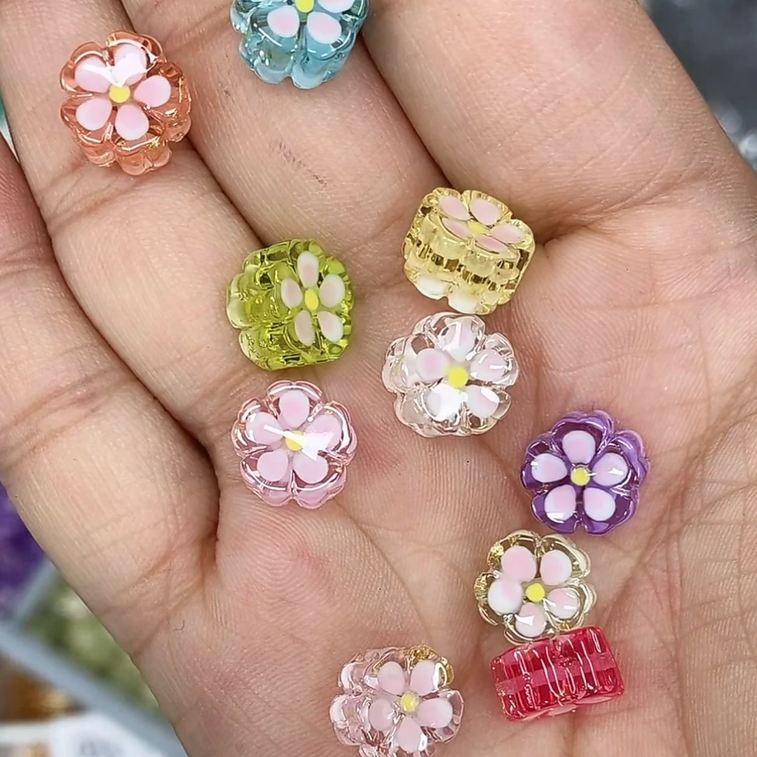 DIY饰品配饰 韩国胶定制珠 “路边的小野花” 通孔散珠手作材料