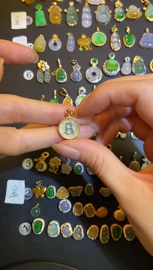 吊坠(不含链)银S925镶嵌翡翠1