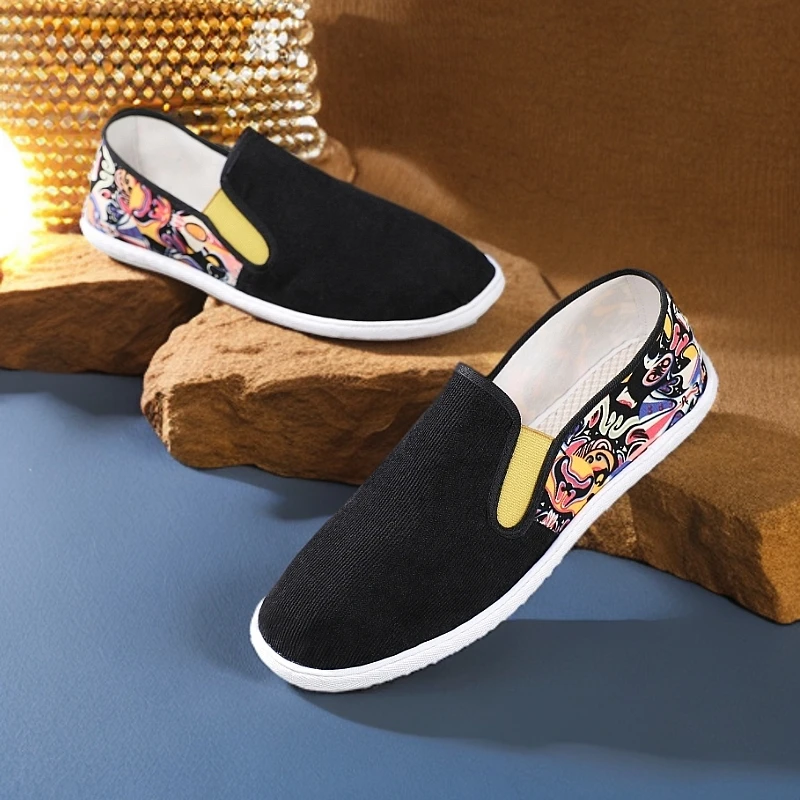 特价老北京布鞋男款透气灯芯绒豆豆鞋精神小伙豆豆休闲帆布牛筋底