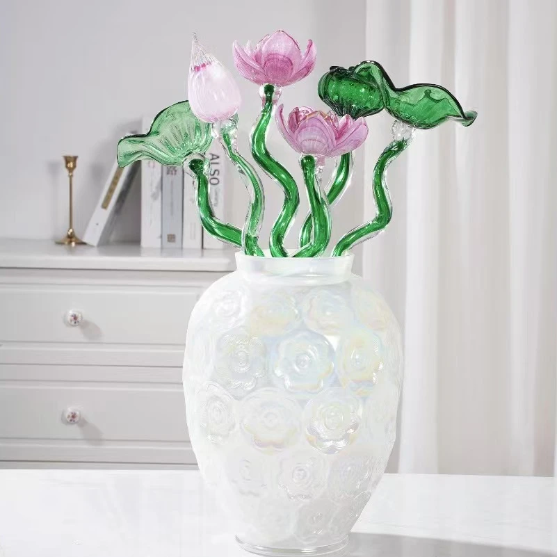 SH手工琉璃摆件【好运莲莲】简约创意 仿真摆件 高端摆件