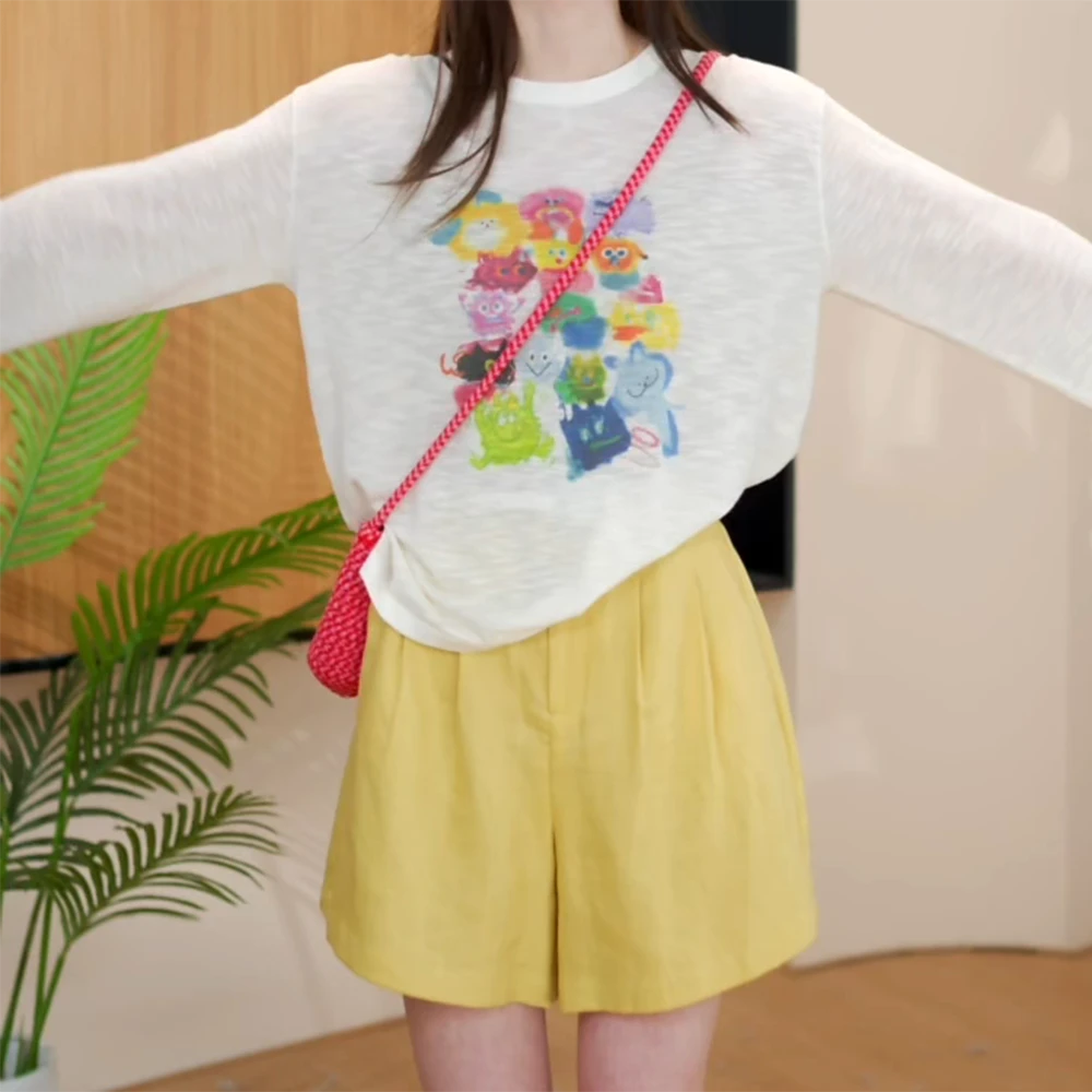 夏季凉感防晒罩衫宽松休闲针织衫长袖t恤上衣女2025新款C5477