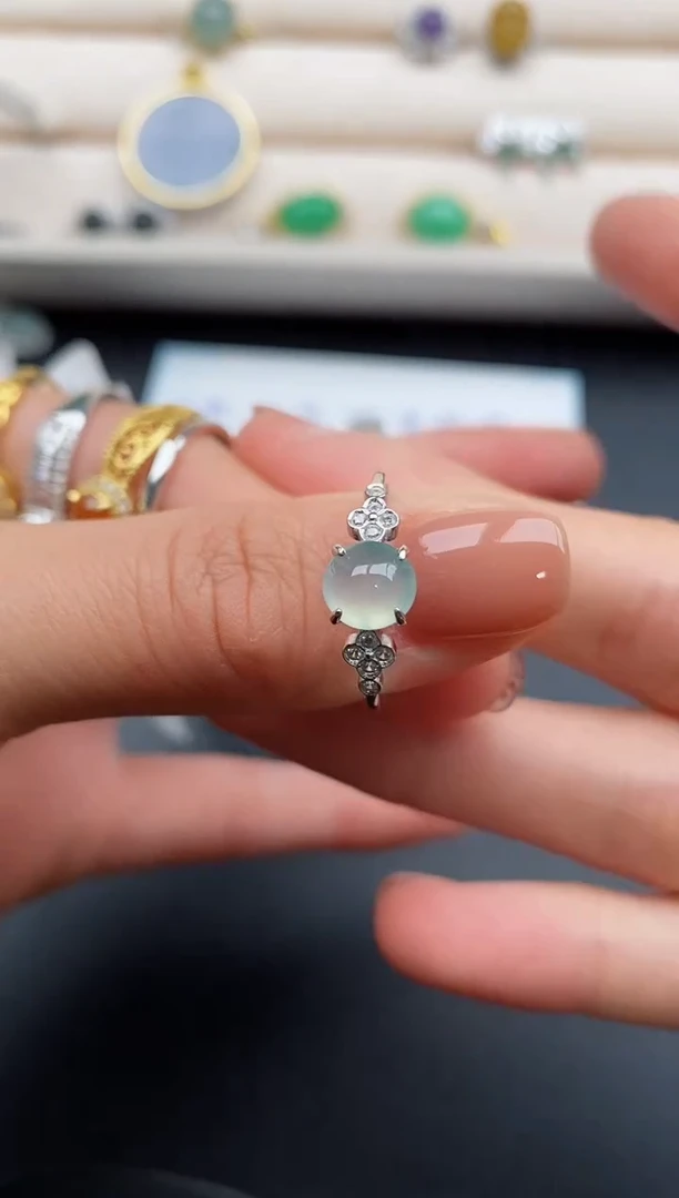 银S925镶嵌戒指翡翠55555555+1