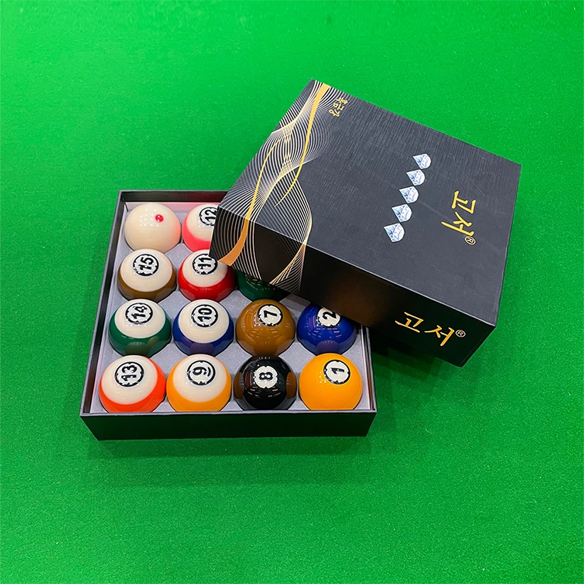 韩标银钻黑金刚中式黑八树脂球台球子16彩标准大号水晶球桌球用品